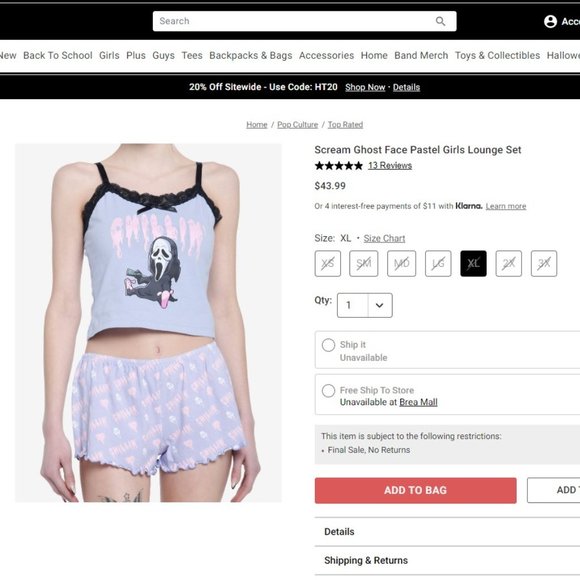 Other - ISO - DO NOT BUY_ Hot Topic Scream Ghost Face Pastel Girls Lounge Set
